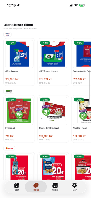 Vi ble lei av tilbud som ikke var tilbud, bare en gammel pris med en rød sirkel rundt. Nå sjekker vi hver rabatt mot den ekte førprisen, automatisk, på tvers av alle kjedene.